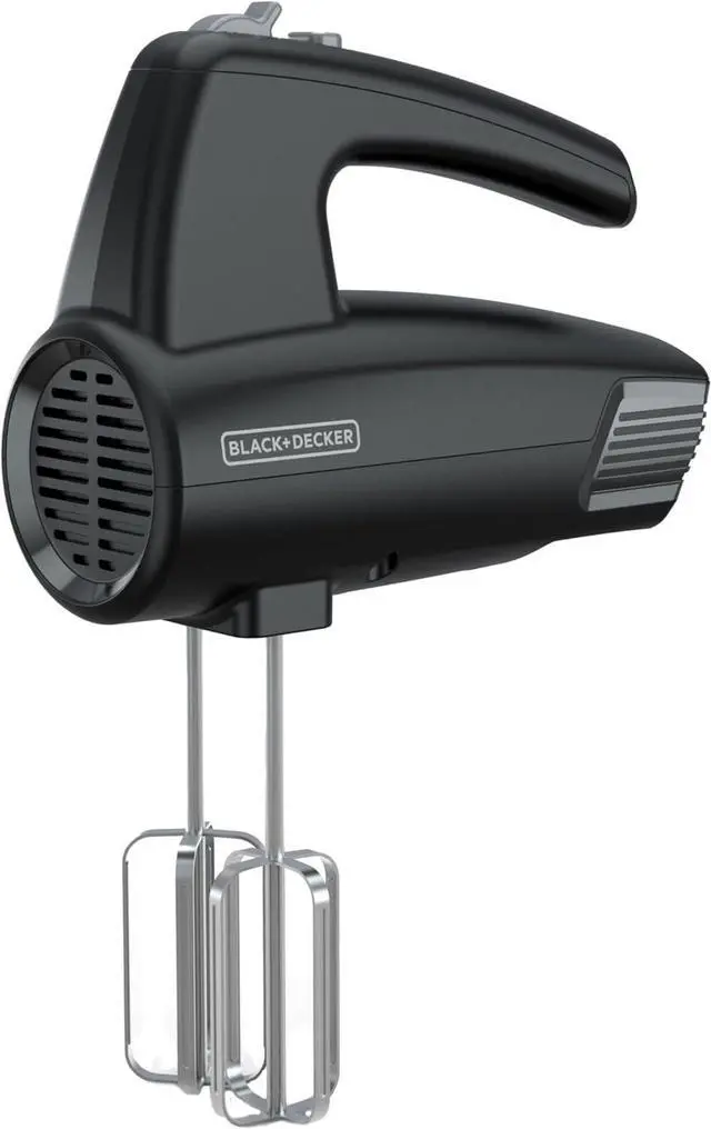 Main image of BLACK+DECKER 5-Speed Hand Mixer, 250-Watt for mixing batters, doughs, spreads & more, Turbo Boost & Prevent Splatter Function, Black