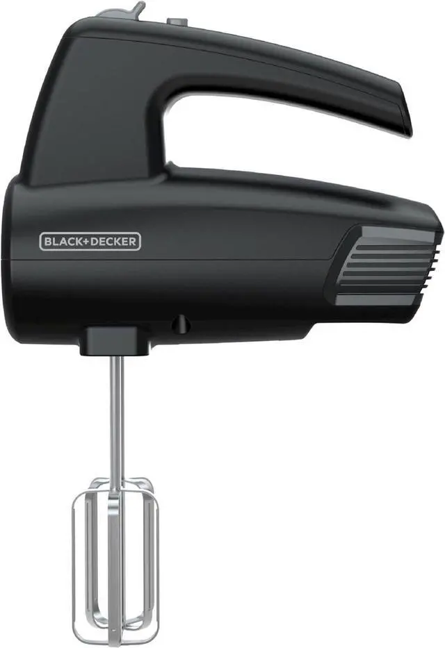Alt view image 2 of 7 - BLACK+DECKER 5-Speed Hand Mixer, 250-Watt for mixing batters, doughs, spreads & more, Turbo Boost & Prevent Splatter Function, Black