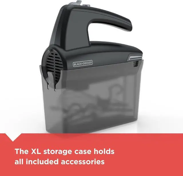 Alt view image 6 of 7 - BLACK+DECKER 5-Speed Hand Mixer, 250-Watt for mixing batters, doughs, spreads & more, Turbo Boost & Prevent Splatter Function, Black