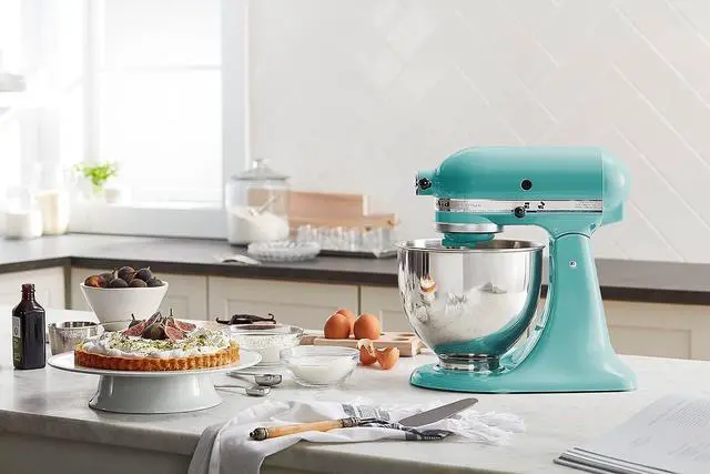 Alt view image 5 of 6 - KitchenAid Artisan Series 5 Quart Tilt Head Stand Mixer with Pouring Shield KSM150PS, Removable bowl, Aqua Sky