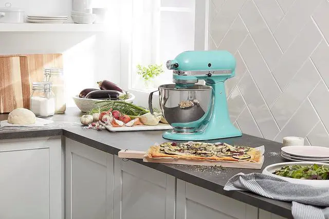Alt view image 6 of 6 - KitchenAid Artisan Series 5 Quart Tilt Head Stand Mixer with Pouring Shield KSM150PS, Removable bowl, Aqua Sky