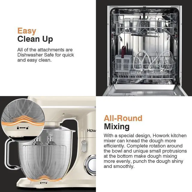 Alt view image 6 of 7 - Mini Angel Stand Mixer,10-Speed Kitchen Electric Mixer,Tilt-Head Food Mixer with Dough Hook, Wire Whisk, Flat Beater, Stainless Steel Bowl (White2, 5QT)