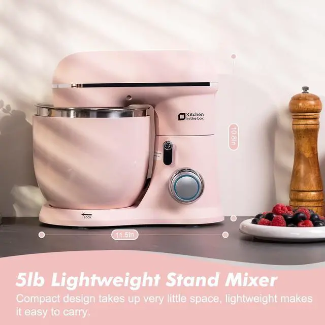 Alt view image 3 of 7 - Kitchen in the Box Stand Mixer, 3.5QT Two Bowls Small Kitchen Electric Mixer, 10-Speed Portable Lightweight Matte Finish with Egg Whisk, Dough Hook, Beater (Rose Pink, 3.5QT)