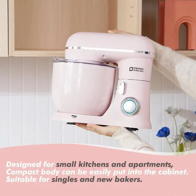Alt view image 4 of 7 - Kitchen in the Box Stand Mixer, 3.5QT Two Bowls Small Kitchen Electric Mixer, 10-Speed Portable Lightweight Matte Finish with Egg Whisk, Dough Hook, Beater (Rose Pink, 3.5QT)