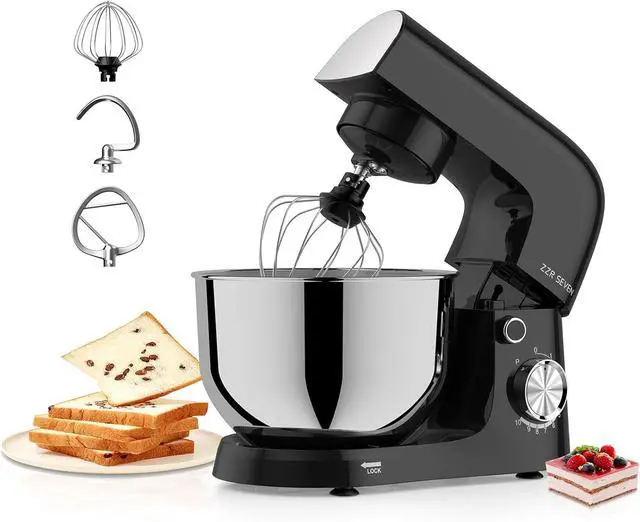 Main image of Stand Mixer, 5.5 Quart, 10 Speed Tilt-Head Food Mixer, Kitchen Electric Mixer with SS Bowl, Copper Motor, Beater, Dough Hook, SS Egg Whisk (300W Black)