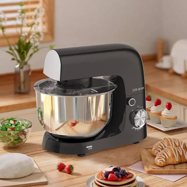 Alt view image 2 of 7 - Stand Mixer, 5.5 Quart, 10 Speed Tilt-Head Food Mixer, Kitchen Electric Mixer with SS Bowl, Copper Motor, Beater, Dough Hook, SS Egg Whisk (300W Black)