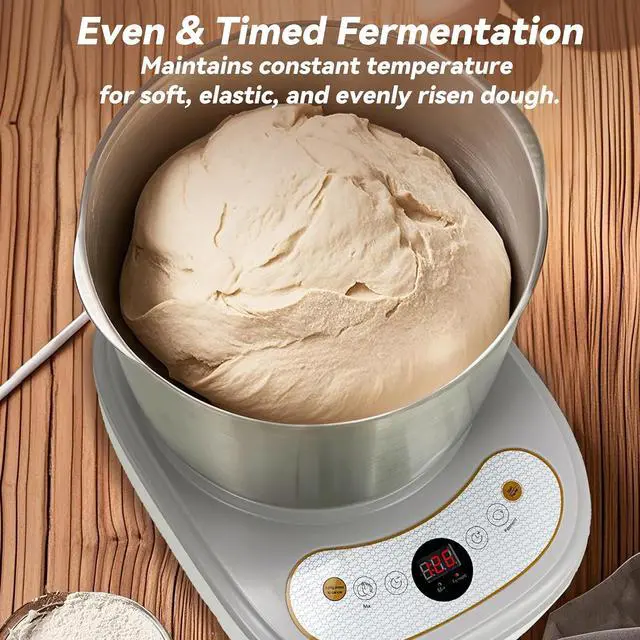 Alt view image 5 of 7 - Dough Maker with Ferment Function,Dough Mixer with 7Qt Large Capacity,Household Bread Mixer for Pizza, Roti, Dumplings, and Sourdough Kneading Machine with Stainless Steel Bowl, Face-up Touch Panel