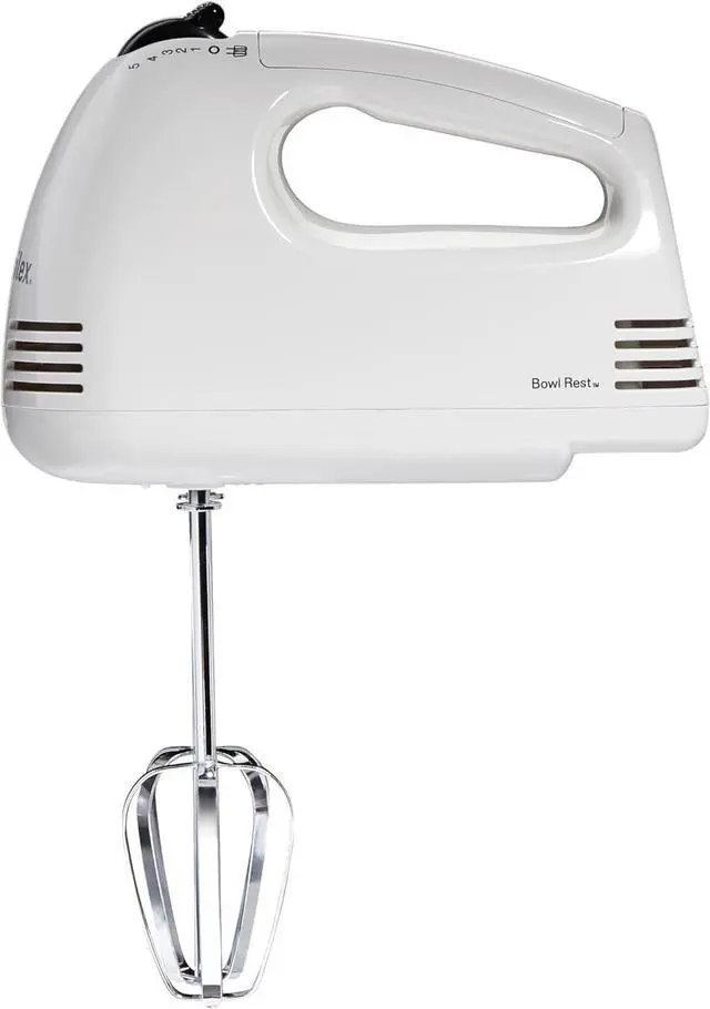 Main image of Proctor Silex Easy Mix 5-Speed Electric Hand Mixer with Bowl Rest, Compact and Lightweight, 100 Watts of Peak Power, White (62515PS)