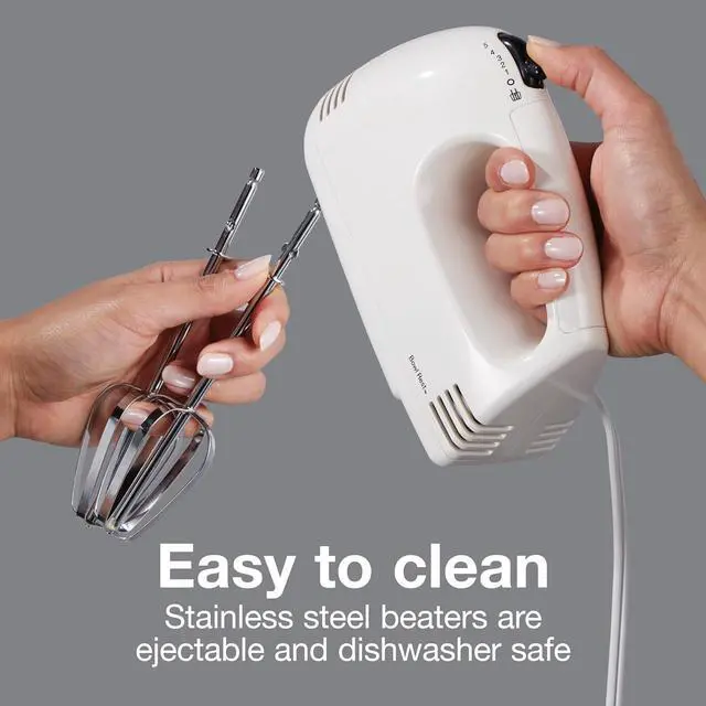 Alt view image 6 of 7 - Proctor Silex Easy Mix 5-Speed Electric Hand Mixer with Bowl Rest, Compact and Lightweight, 100 Watts of Peak Power, White (62515PS)
