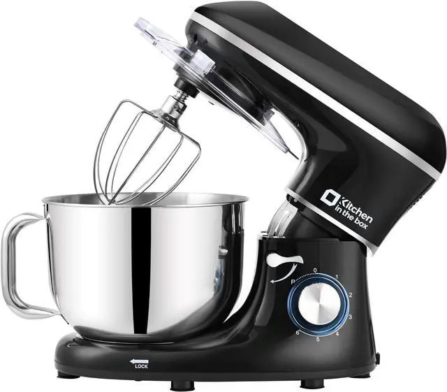 Main image of Kitchen in the box Stand Mixer, 6.5QT 660W Electric Kitchen Mixer, 6-Speed Tilt-Head Food Mixer with Dough Hook, Wire Whip, Beater, Dishwasher Safe (Black)