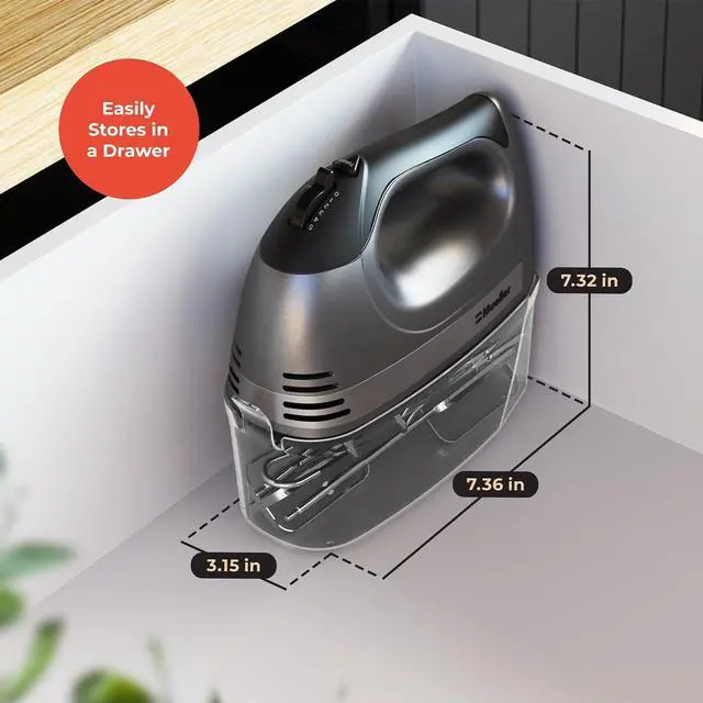 Alt view image 6 of 7 - Mueller Electric Hand Mixer | 5 Speed 250W Turbo with Snap-On Storage Case | 4 Stainless Steel Accessories | Easy Whipping, Mixing Cookies, Brownies, Cakes, Dough Batters