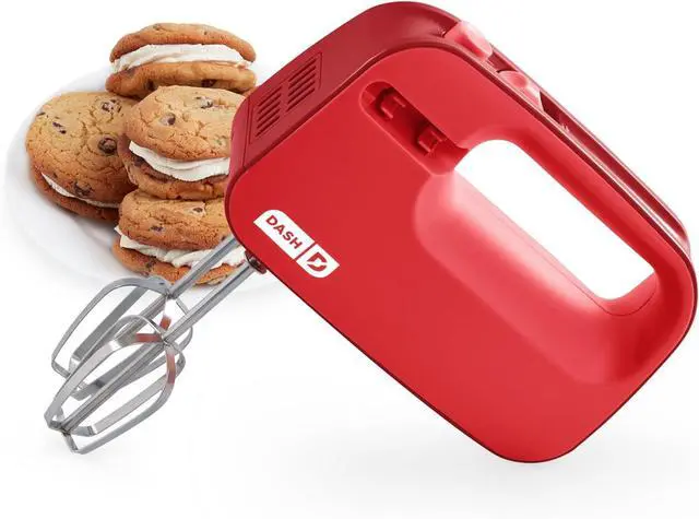 Alt view image 2 of 7 - Dash SmartStore Compact Hand Mixer Electric for Whipping + Mixing Cookies, Brownies, Cakes, Dough, Batters, Meringues & More, 3 Speed, 150-Watt - Red