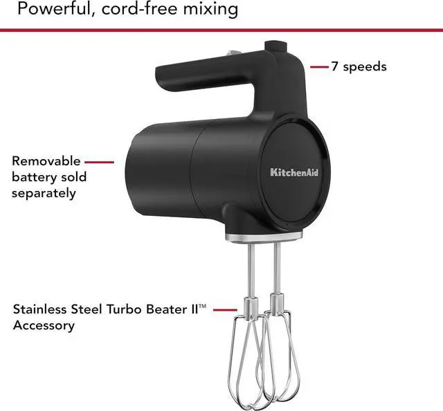 Alt view image 3 of 7 - KitchenAid Go Cordless Hand Mixer - battery sold separately, KHMR700