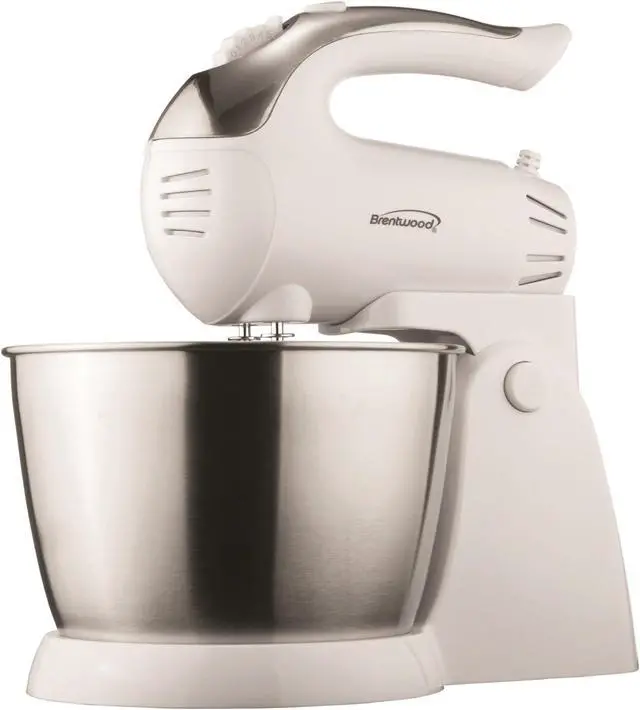 Alt view image 2 of 3 - Brentwood Stand Mixer, 5-Speed + Turbo, White