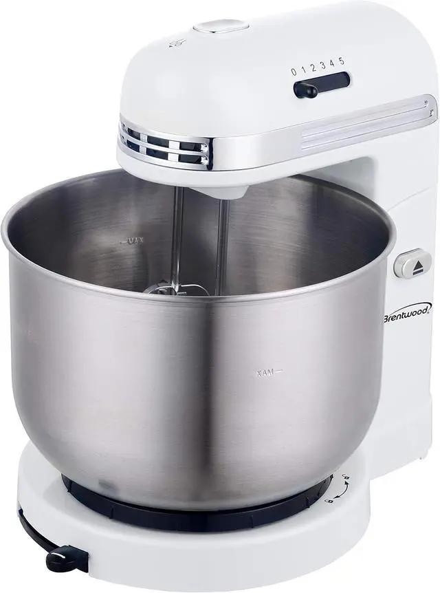 Alt view image 3 of 3 - 5-Speed Stand Mixer with 3 quart Stainless Steel Mixing Bowl (White)