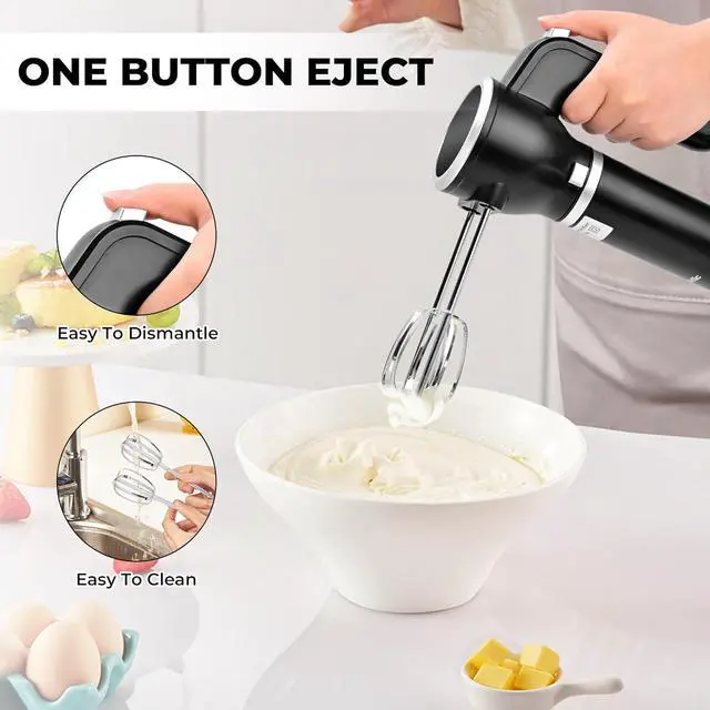 Alt view image 6 of 7 - Pukomc Hand Mixer,5-in-1 Multifunctional Portable Charging Device Hand Blender,with lmmersion Blender and Beater,Whisk,Milkshake Bars,Blender Vessel,Easy to Clean,Black