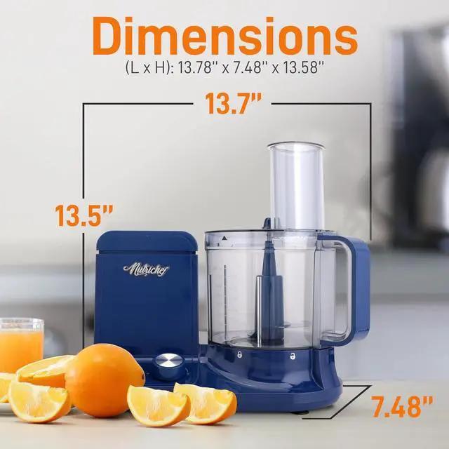 Alt view image 3 of 7 - NutriChef Food Processor | 2 QT Capacity | Ultra-Quiet Multipurpose Motor | Includes 6 Attachment Blades | Silicone Base for Secure Grip | 12-Cup Capacity | Pre-Set Speeds for Easy Use (Blue)