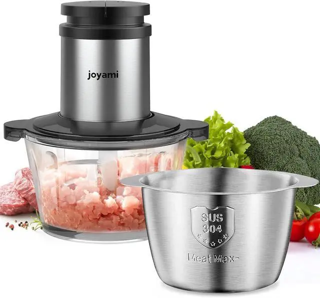 Main image of JOYAMI Electric Food Processor with 2 Bowls, Food Chopper Vegetable Meat Grinder, Stainless Steel Blades, 2 Speed