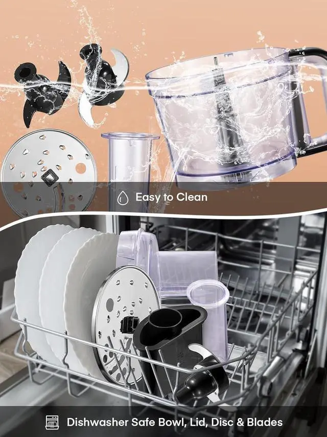 Alt view image 6 of 7 - FOHERE Food Processor, 12 Cup, 2-in-1 Feed Chute Vegetable Chopper & Meat Grinder for Mincing, Dicing, Shredding, Puree & Kneading Dough, Stainless Steel
