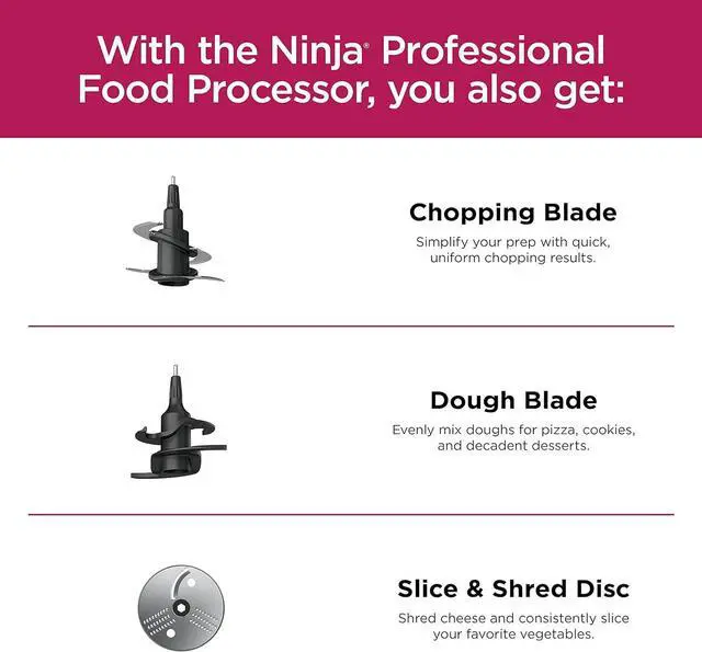 Alt view image 4 of 7 - Ninja Professional Plus Chopper Food Processor 850-Watts With Auto-iQ Preset Programs Chop Puree Dough Slice Shred With a 9-Cup Capacity and a Silver Stainless Finish (BN600C) - Canadian Version