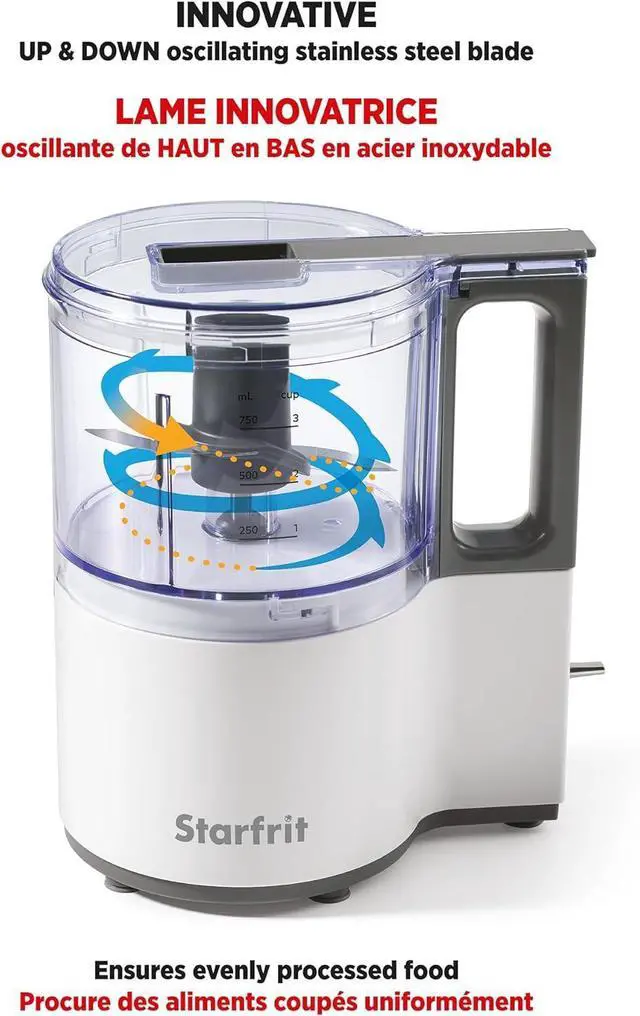 Alt view image 2 of 7 - Starfrit Electric Oscillating Food Processor - 4 Cups - Measuring Spoon - High, Low & Pulse Modes - 300W