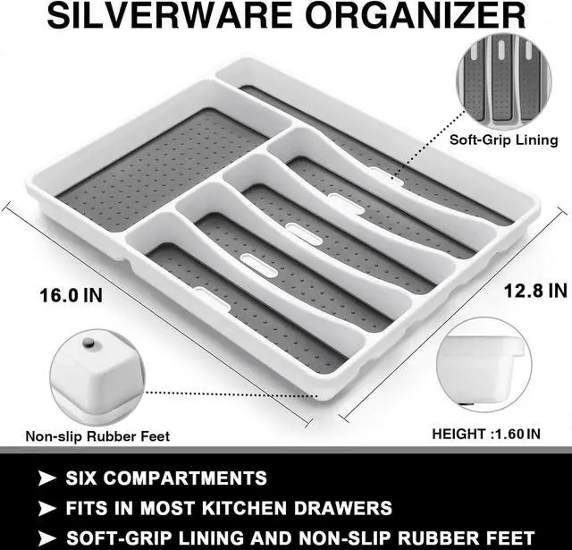 Alt view image 4 of 6 - 49-Piece Silverware Set with Organizer, Heavy Duty Stainless Steel Flatware for 8, Cutlery Utensil Sets with Steak Knives, Rust-proof, Mirror Polished, Dishwasher Safe