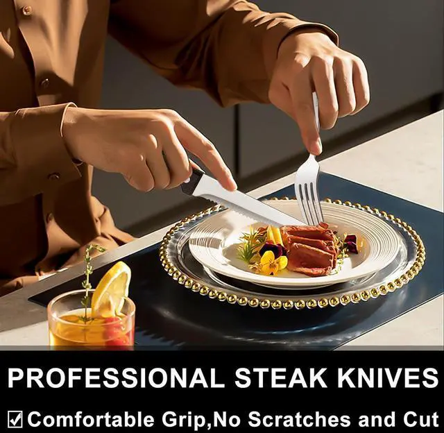 Alt view image 5 of 6 - 49-Piece Silverware Set with Organizer, Heavy Duty Stainless Steel Flatware for 8, Cutlery Utensil Sets with Steak Knives, Rust-proof, Mirror Polished, Dishwasher Safe