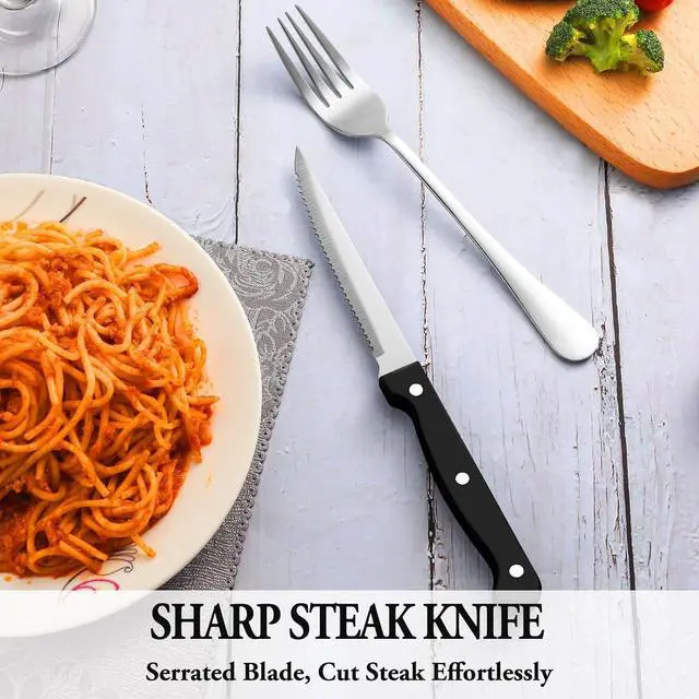 Alt view image 5 of 7 - 24 Pcs Silverware Set with Steak Knives Service for 4,Stainless Steel Flatware Set,Mirror Polished Cutlery Utensil Set,Home Kitchen Eating Tableware Set,Include Fork Knife Spoon Set,Dishwasher Safe