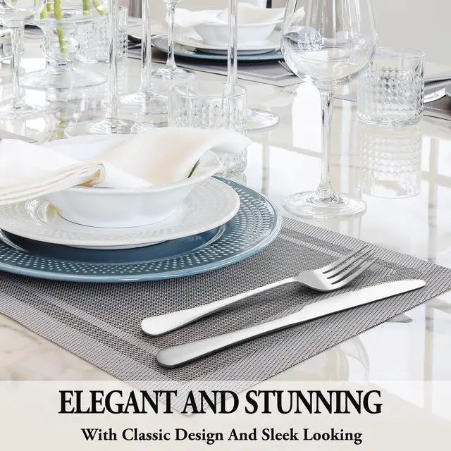 Alt view image 6 of 7 - 24 Pcs Silverware Set with Steak Knives Service for 4,Stainless Steel Flatware Set,Mirror Polished Cutlery Utensil Set,Home Kitchen Eating Tableware Set,Include Fork Knife Spoon Set,Dishwasher Safe