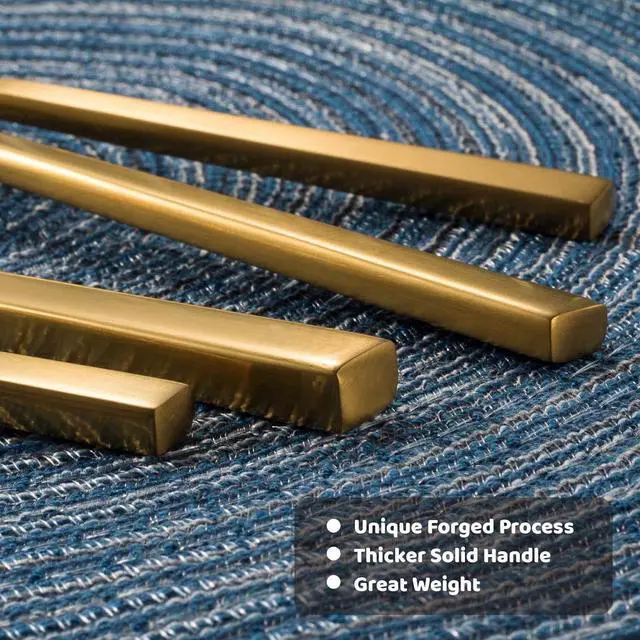 Alt view image 2 of 6 - Alata Cube Gold 20-Piece Flatware Set, Forged Cutlery Set, Matte Gold Silverware Service for 4, Stainless Steel Tableware with Square Handle for Home/Restaurant, Dishwasher Safe