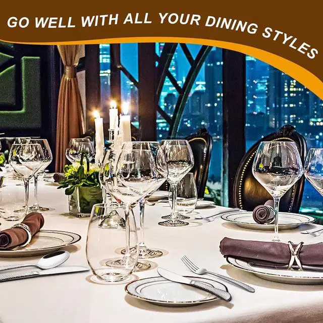 Alt view image 6 of 6 - 40-Piece Hammered Silverware Set, Deedro Stainless Steel Heavy Duty Flatware Set for 8, Food-Grade Tableware Cutlery Set, Utensil Sets for Home Restaurant, Mirror Finish, Dishwasher Safe