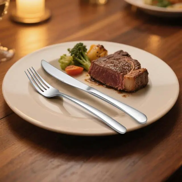 Alt view image 4 of 7 - HaWare Heavy Duty Silverware Set, 40-Piece Stainless Steel Flatware Cutlery for 8, Modern & Elegant Design Includes Knives/Forks/Spoons, Mirror Polished and Dishwasher Safe