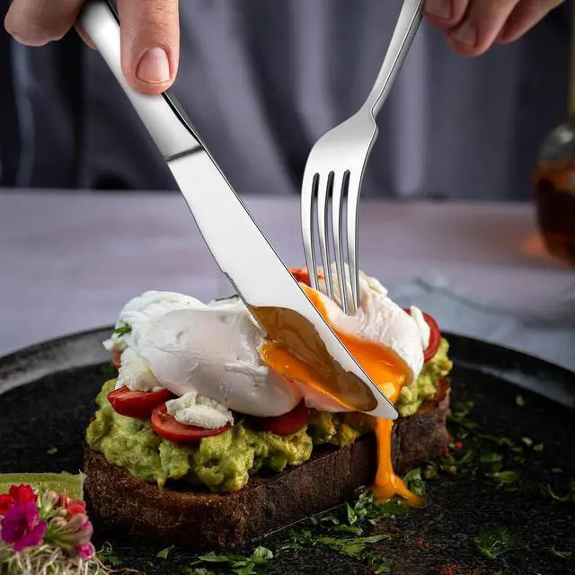 Alt view image 5 of 7 - HaWare Heavy Duty Silverware Set, 40-Piece Stainless Steel Flatware Cutlery for 8, Modern & Elegant Design Includes Knives/Forks/Spoons, Mirror Polished and Dishwasher Safe