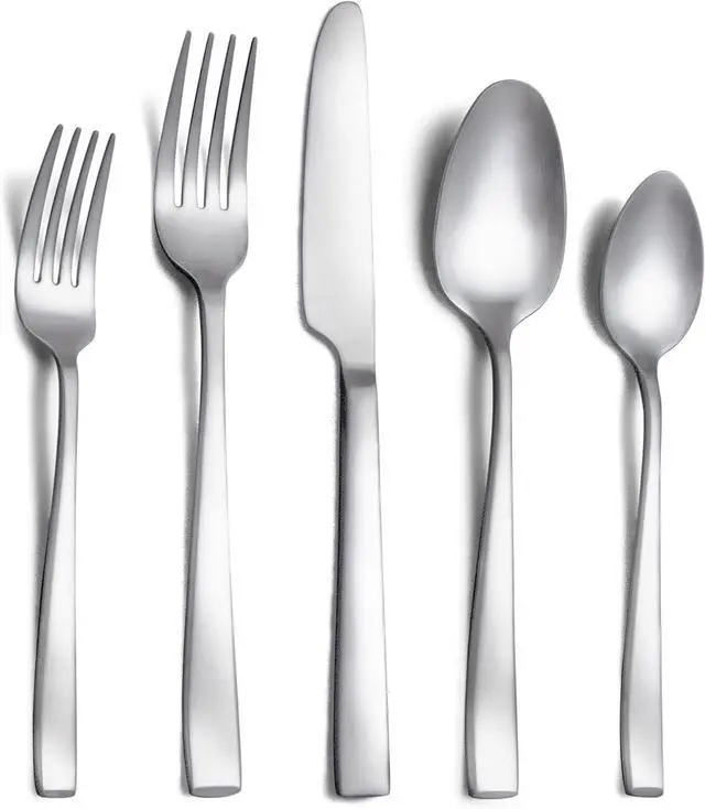 Main image of 40 Piece Silverware Set Service for 8, EIUBUIE Premium Stainless Steel Cutlery Set, Matte Finish Flatware Sets Durable Solid, Modern Kitchen Tableware Eating Utensil Sets Include Spoons Forks Knives