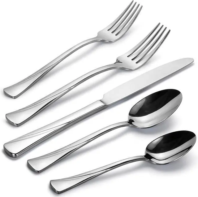 Main image of Alata Alice 60-Piece Silverware Set Stainless Steel Flatware Set,Service for 12,Mirror Polished Cutlery Set,Dishwasher Safe