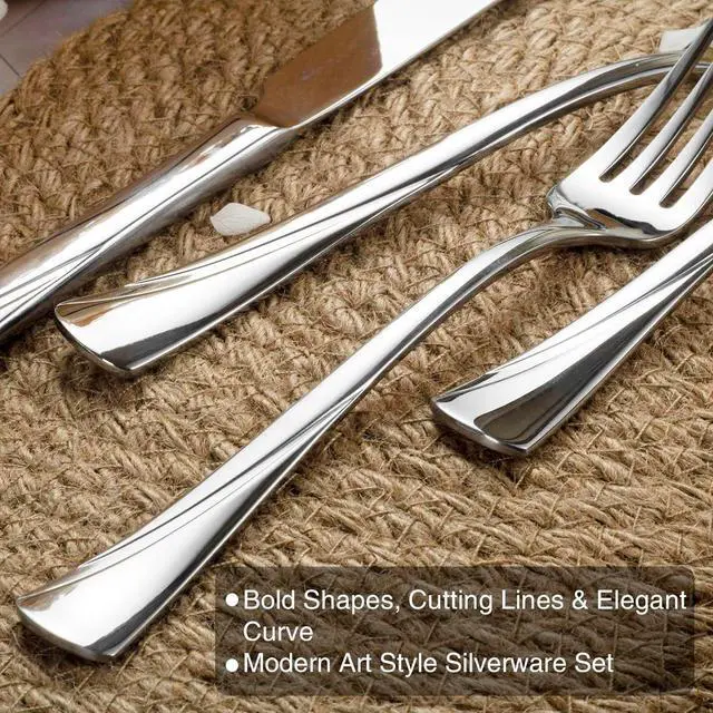Alt view image 2 of 7 - Alata Alice 60-Piece Silverware Set Stainless Steel Flatware Set,Service for 12,Mirror Polished Cutlery Set,Dishwasher Safe