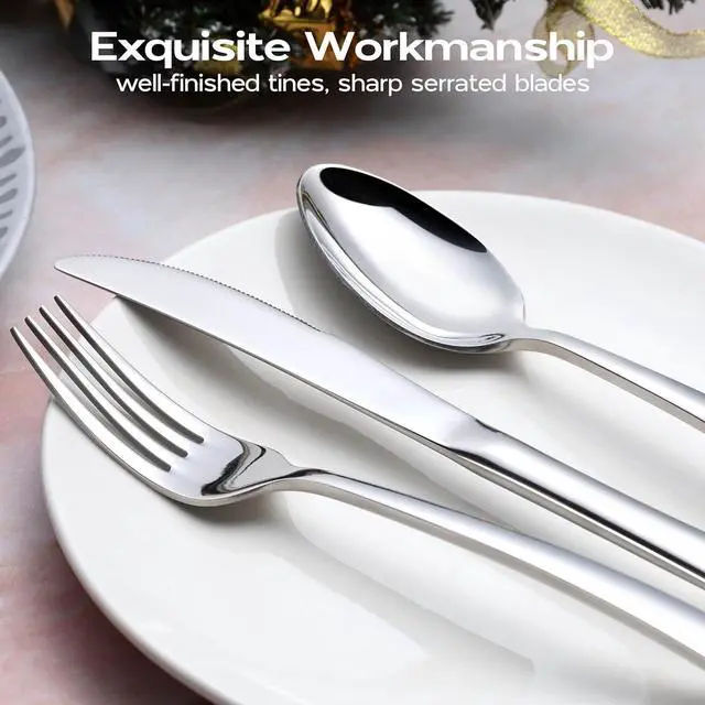 Alt view image 5 of 7 - 40 Piece Heavy Duty Silverware Flatware Set for 8 Stainless Steel Cutlery Set