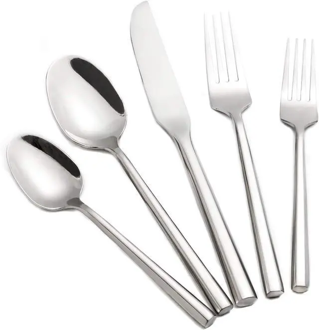 Main image of Silverware Set Flatware Set 40 Pieces Stainless Steel Cutlery Set Hexagonal Pattern Mirror Finished Home Daily Use Housewarming Wedding Gift Service for 8