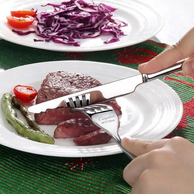 Alt view image 6 of 7 - Cangshan RAIN II Flatware Set, Stainless Forged, Window Box, Metallic Finish (20-Piece)