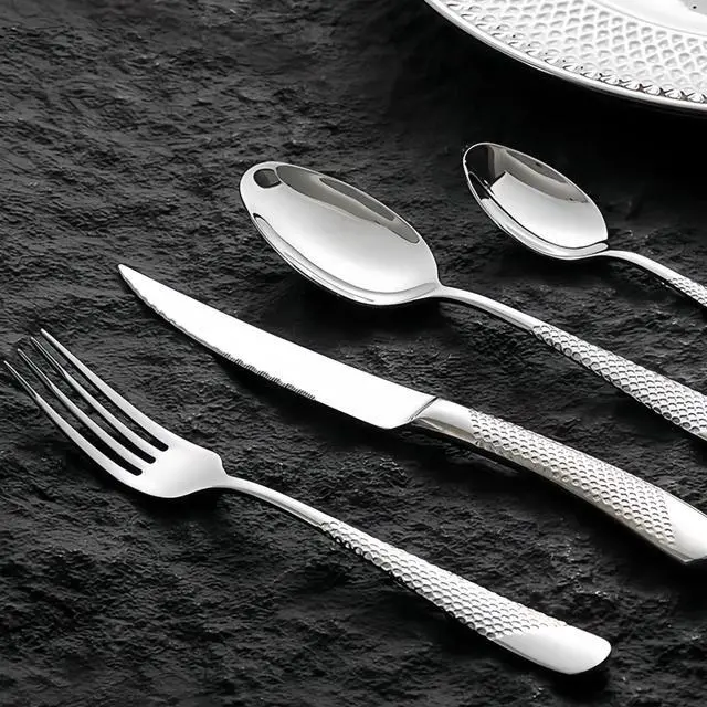 Main image of 24 Pcs Flatware Set for 6 Persons, Stainless Steel Steak Knife Silverware Set Including Forks and Spoons for Home, Restaurant, Wedding, Party