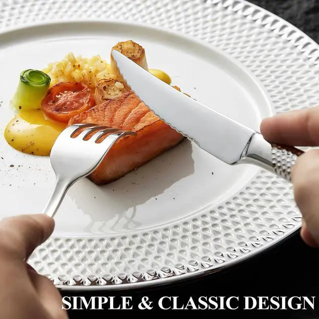 Alt view image 3 of 7 - 24 Pcs Flatware Set for 6 Persons, Stainless Steel Steak Knife Silverware Set Including Forks and Spoons for Home, Restaurant, Wedding, Party