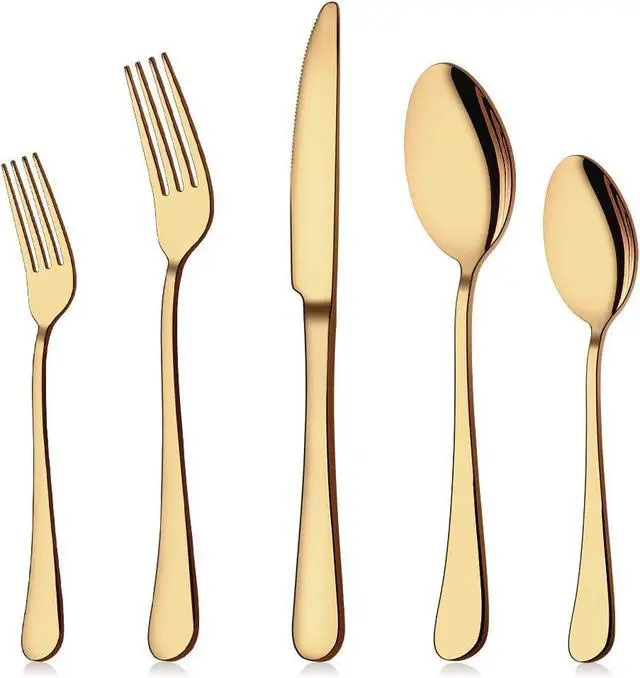 Main image of Aisoso Gold Silverware Set, 20-Piece Flatware Set Stainless Steel Cutlery Kitchen Utensil Set Tableware Service for 4