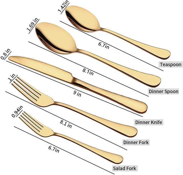 Alt view image 3 of 7 - Aisoso Gold Silverware Set, 20-Piece Flatware Set Stainless Steel Cutlery Kitchen Utensil Set Tableware Service for 4