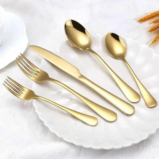 Alt view image 6 of 7 - Aisoso Gold Silverware Set, 20-Piece Flatware Set Stainless Steel Cutlery Kitchen Utensil Set Tableware Service for 4