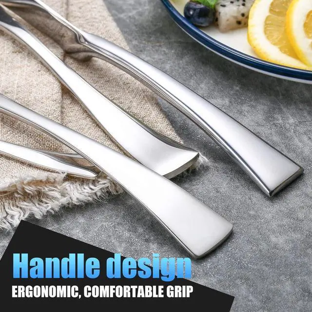 Alt view image 5 of 7 - 24-Piece Silverware Set for 6,Heavy Duty 18/10 Stainless Steel Cutlery Set with Forged Stand Knife,Modern Flatware Utensils Set,Forks Spoons and Knives Set,Mirror Polished,Dishwasher Safe