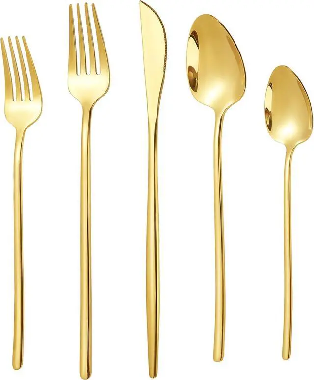 Main image of 30-Piece Silverware set for 6, Premium 18/10 Stainless Steel Flatware Cutlery Set, Luxury Eating Utensils Set Include Spoons Forks & Knives, Mirror Polished, Dishwasher Safe (Gold)