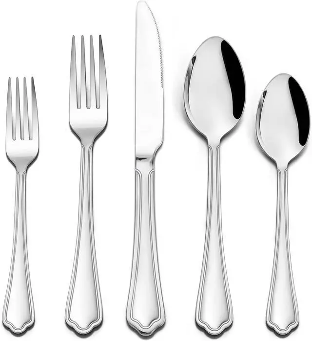 Main image of HaWare 60-Piece Silverware Set for 12, Stainless Steel Flatware Cutlery Eating Utensils, Modern Design with Crown Edges for Home Kitchen Hotel, with Knives Forks Spoons, Dishwasher Safe