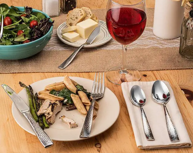 Alt view image 2 of 7 - Hudson Essentials 40-Piece Hammered Stainless Steel 18/10 Flatware Silverware Set, Service for 8 (40-Piece Set)