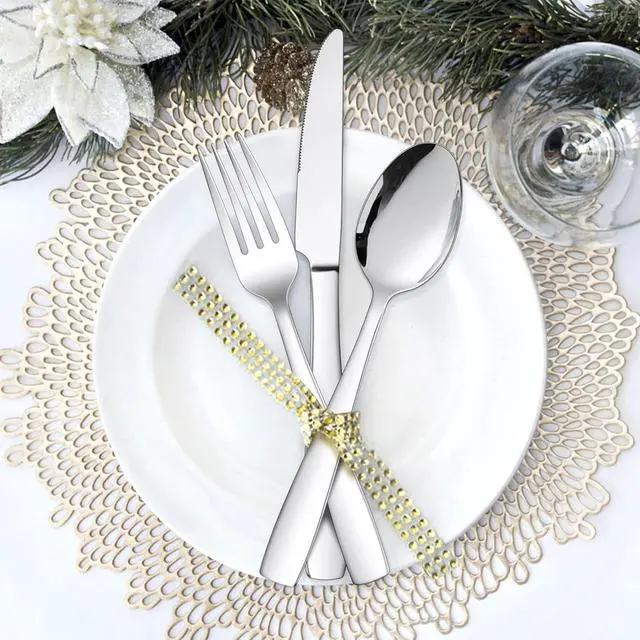 Alt view image 3 of 7 - LIANYU 18/10 Flatware Set for 8, 40-Piece Stainless Steel Silverware Cutlery Set, Modern Square Eating Utensils Forks Spoons Tableware for Home Wedding Entertaining, Dishwasher Safe