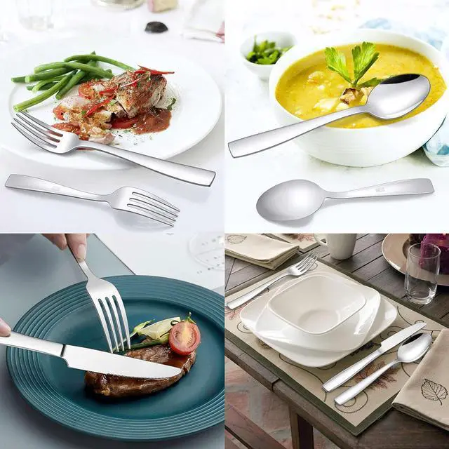 Alt view image 5 of 7 - LIANYU 18/10 Flatware Set for 8, 40-Piece Stainless Steel Silverware Cutlery Set, Modern Square Eating Utensils Forks Spoons Tableware for Home Wedding Entertaining, Dishwasher Safe